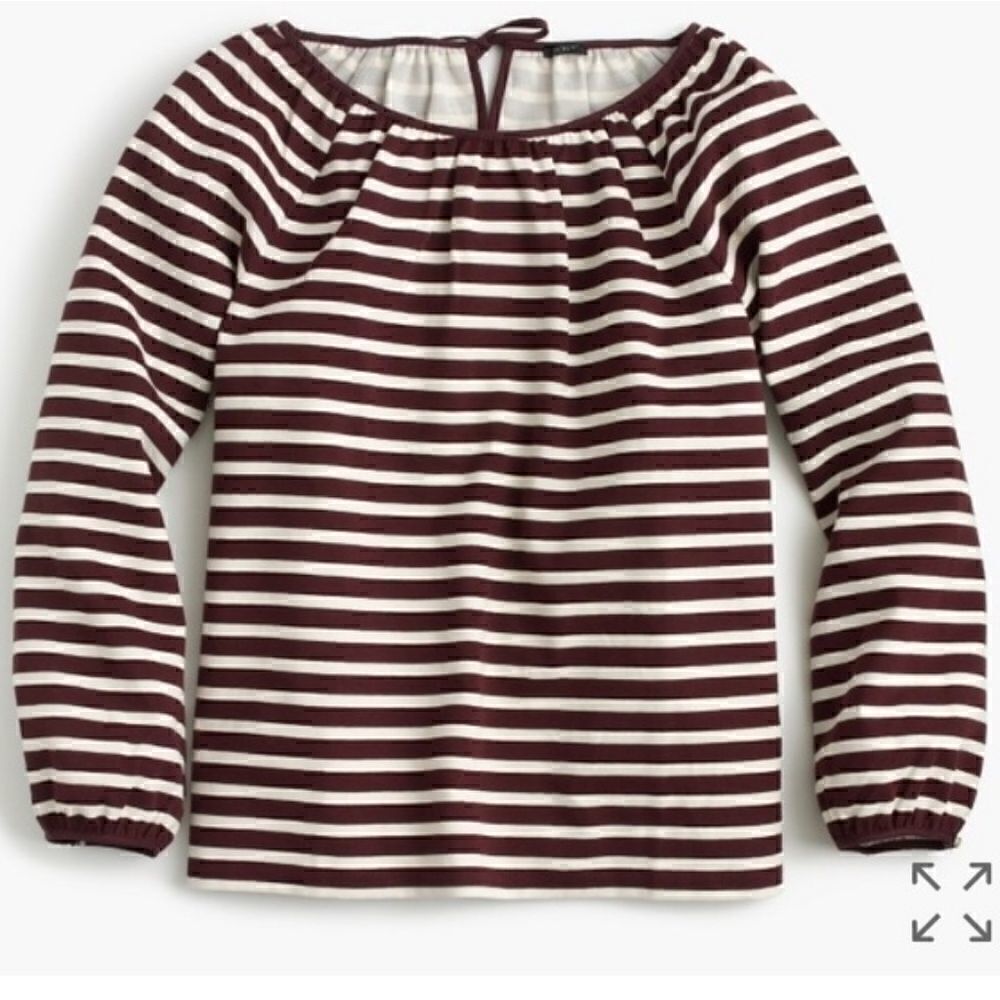 J. Crew Burgundy Striped Peasant Top Size XL